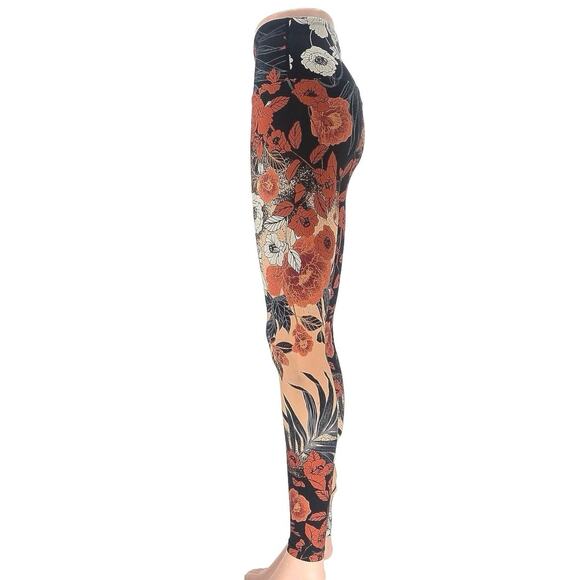 Running Bare Multicolor Floral High Waisted Pull On Yoga Leggings Size 2 Size 4 - Picture 2 of 4